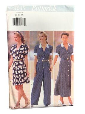 Butterick 4045 Women's Dress Jumpsuit Sewing Pattern Size 18-20-22 Uncut 90s